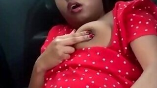I nearly got caught playing with my big pinkish dildo in the car